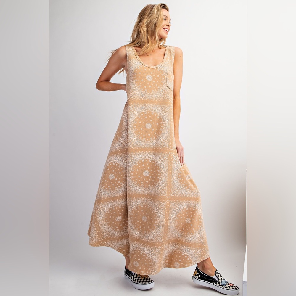 Easel Multicolored Sleeveless Scoop Neck Sundress